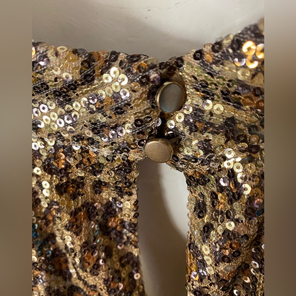 Women’s NWT Cable & Gauge Sequined Animal Print Dress Top - Picture 10 of 16